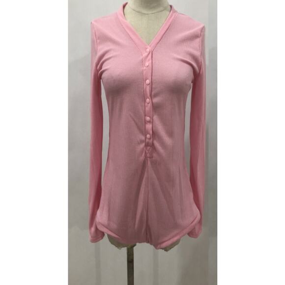 V Neck Long Sleeve Pajama Romper | Chicgenes - Picture 4 of 7